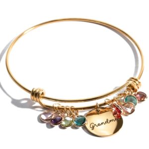 Custom Grandma Birthstone Bangle Bracelet